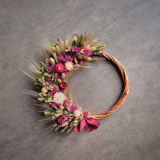 30cm Willow Wreath in pink and neutral shades