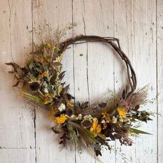 Large Rustic vine wreath -brown, mustard and white