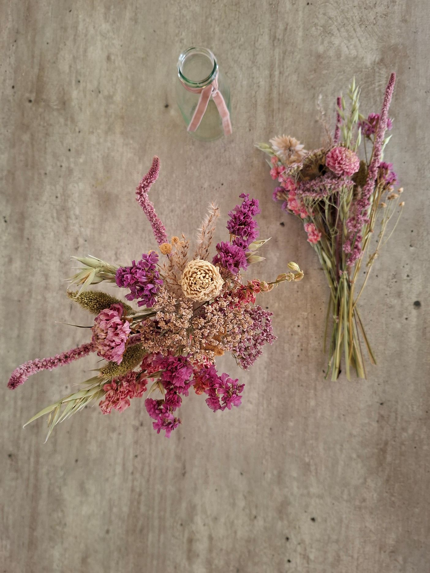 Dried valentines table jar